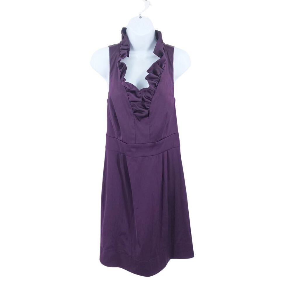 Julian Taylor Purple Ruffle Neck Accent Party Dress Sz 14g